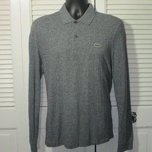 Lacoste Classic Fit Salt & Pepper Long Sleeve Polo Shirt M
